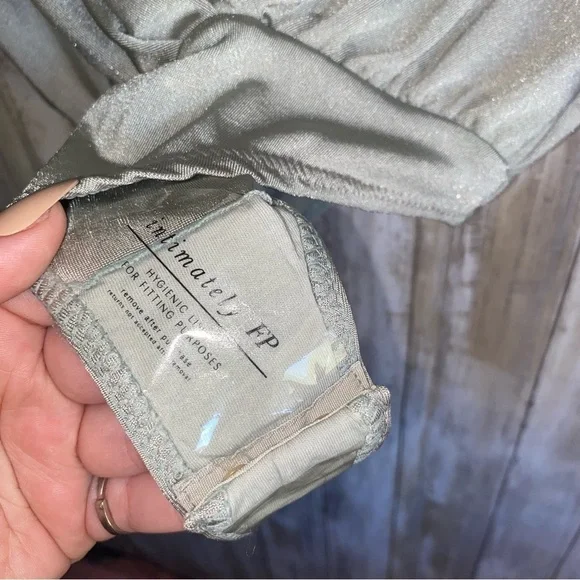 Intimately Free People Turnt Oxide Metallic Silver Bodysuit Deep V XS - Picture 5 of 9